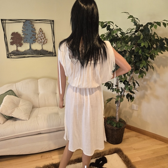 Boho Bride Vintage Boho Wedding Dress/Gauze Pantsuit Lace, Ribbons,Size 7/8,9/10 - Picture 4 of 16